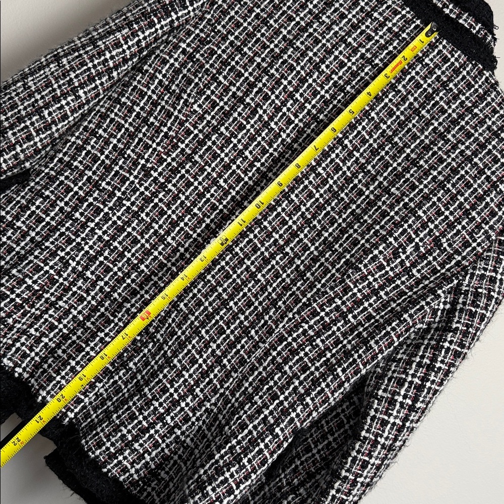 White House Black Market Black White Red Tweed Blazer / Jacket w/ Silver Buttons - Picture 14 of 17